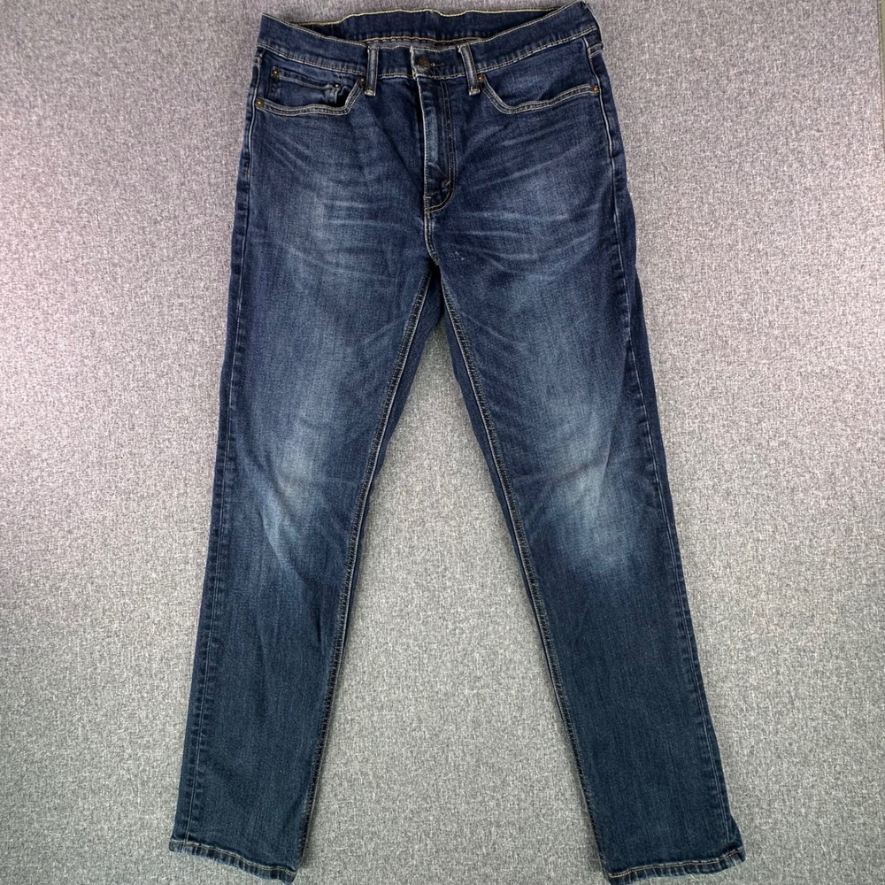 Levis Jeans Mens 34 541 Athletic Taper Blue Dark Wash Stretch Distressed